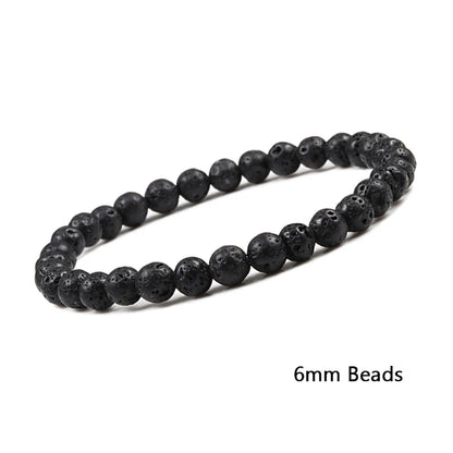 Natural Black Lava Stone Beaded Bracelet – Essential Oil Diffuser Charm Jewelry for Men & Women