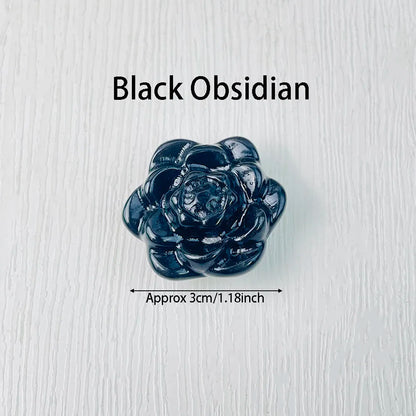 Black Obsidian Crystal Flower – Hand-Carved Spiritual Healing Stone