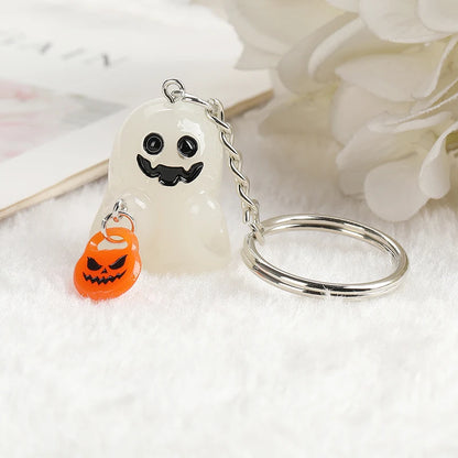 Halloween Glow-in-the-Dark Keychain – Pumpkin, Skull & Ghost Acrylic Keyring for Women