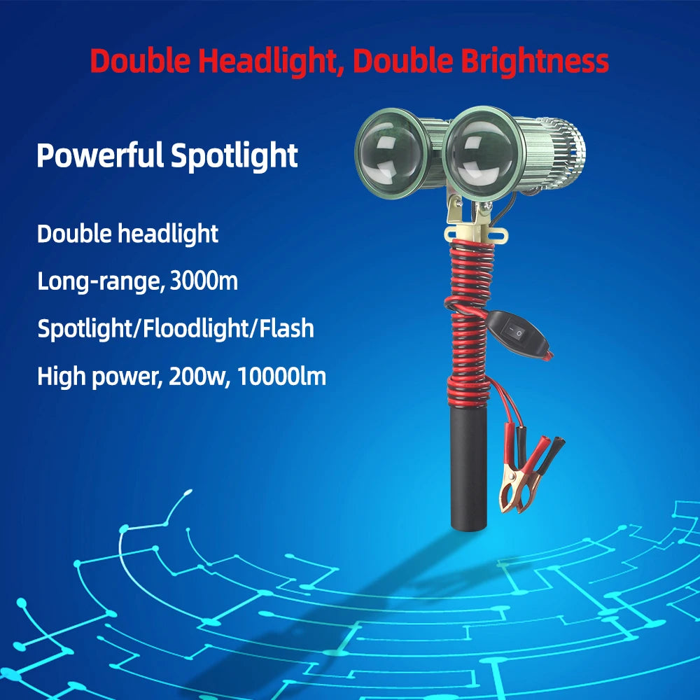 High Power LED Flashlight 200W – 10000lm Super Bright Torch for Ghost Hunting, Camping & Searchlight Use