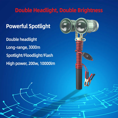 High Power LED Flashlight 200W – 10000lm Super Bright Torch for Ghost Hunting, Camping & Searchlight Use