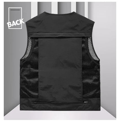 Men’s Tactical Vest – 14 Pocket Mesh Cargo Waistcoat for Hiking, Fishing & Outdoor Adventures | Lightweight Summer Jacket