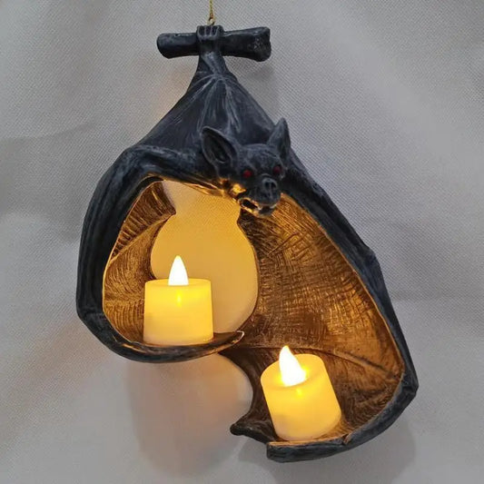 Bat Wall Tealight Holder – Haunted Candle Statue for Ghost Hunters & Halloween Decor
