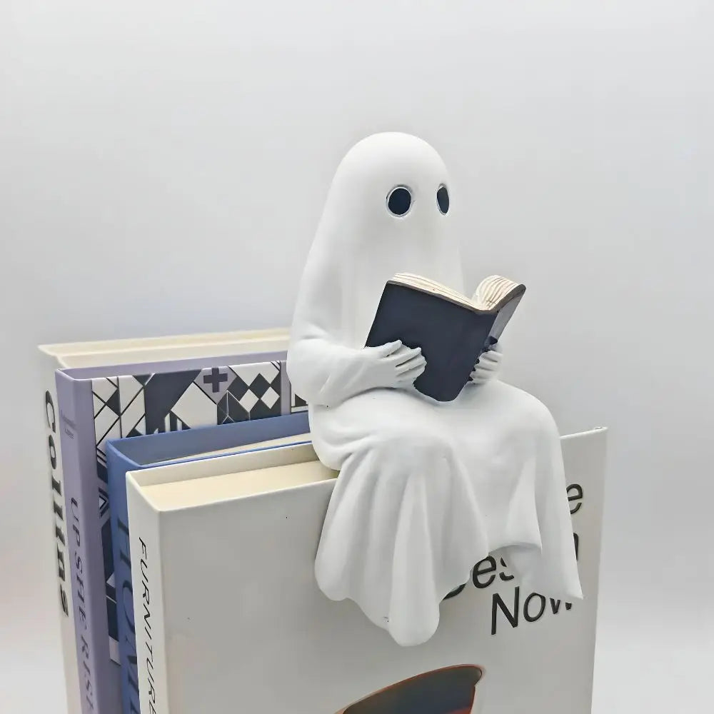 Little Ghost Reading Statue – Haunted Resin Decoration
