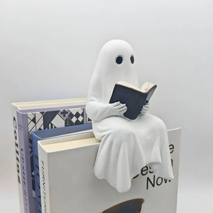 Little Ghost Reading Statue – Haunted Resin Decoration