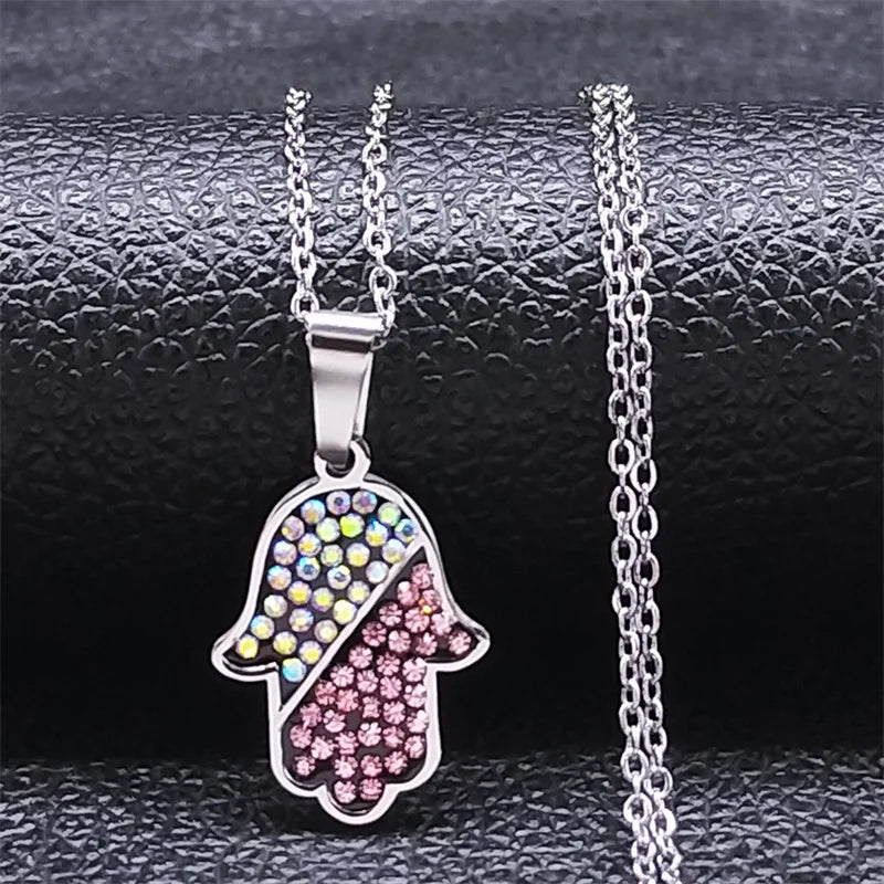 Fatima Hand Evil Eye Necklace – Stainless Steel Protection Pendant for Men & Women | Turkish Blue Eye Amulet Jewelry