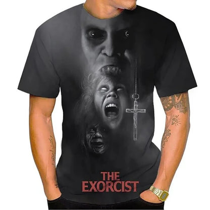 The Exorcist Horror 3D Print T-Shirt – Unisex Streetwear Tee for Men, Women & Kids | Gothic Ghost Hunting Fashion