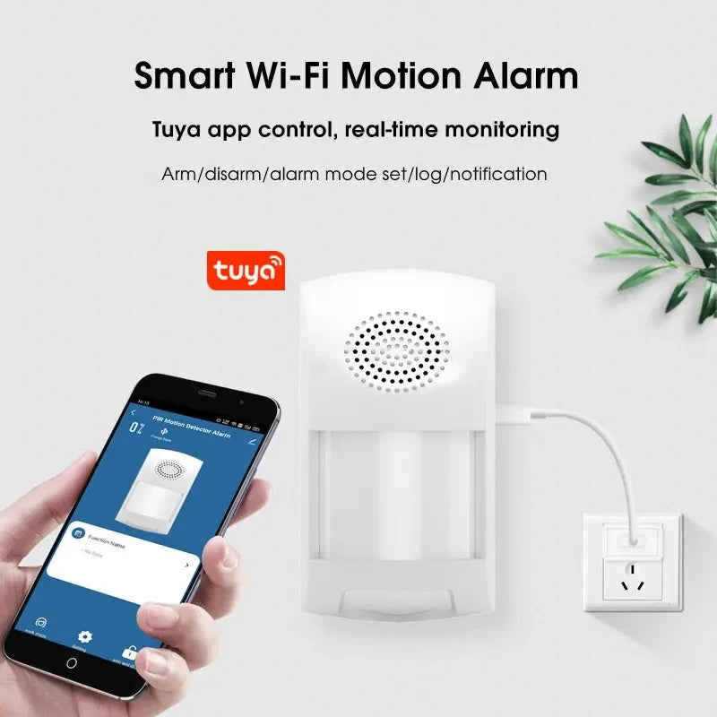 WiFi PIR Motion Sensor Alarm – Smart Sound & Light Detector with TUYA App Control