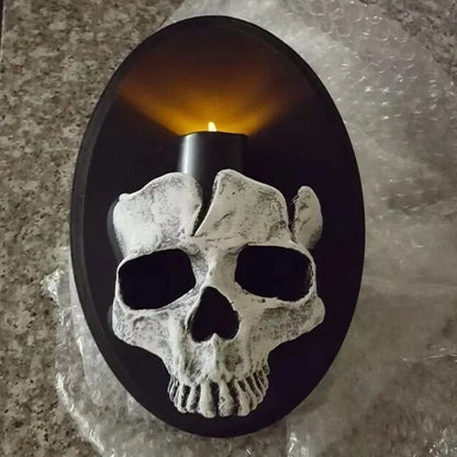 Skeleton Candlestick Pendant – Gothic Resin Haunted Wall Decoration