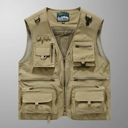 Men’s Tactical Vest – 14 Pocket Mesh Cargo Waistcoat for Hiking, Fishing & Outdoor Adventures | Lightweight Summer Jacket