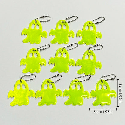 10PCS Night Reflective Key Ring Cute Ghost Shape Night Warning Double-sided Reflective Backpack Pendants Gifts