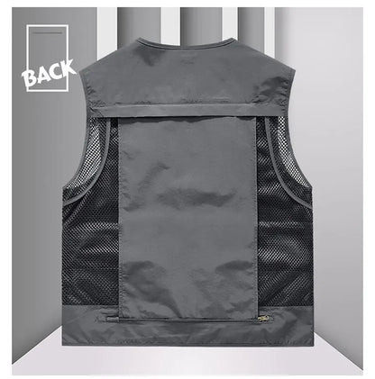 Men’s Tactical Vest – 14 Pocket Mesh Cargo Waistcoat for Hiking, Fishing & Outdoor Adventures | Lightweight Summer Jacket