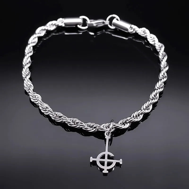 Ghost BC Nameless Ghoul Bracelet – Stainless Steel Band Symbol Jewelry for Men & Women