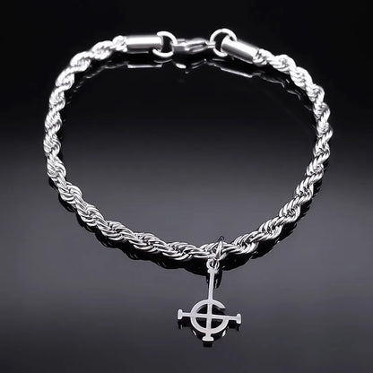 Ghost BC Nameless Ghoul Bracelet – Stainless Steel Band Symbol Jewelry for Men & Women