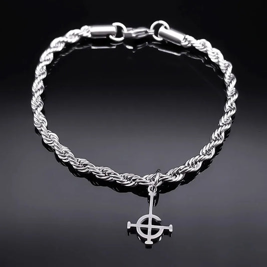 Ghost BC Nameless Ghoul Bracelet – Stainless Steel Band Symbol Jewelry for Men & Women