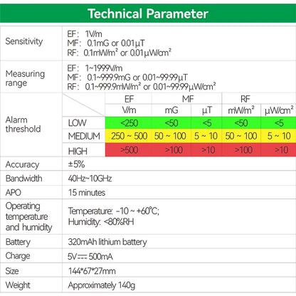 RD637 EMF Detector – Handheld Electromagnetic Field & RF Radiation Meter for Ghost Hunting