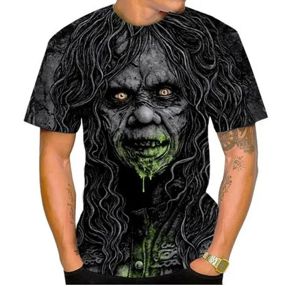The Exorcist Horror 3D Print T-Shirt – Unisex Streetwear Tee for Men, Women & Kids | Gothic Ghost Hunting Fashion