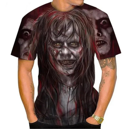 The Exorcist Horror 3D Print T-Shirt – Unisex Streetwear Tee for Men, Women & Kids | Gothic Ghost Hunting Fashion
