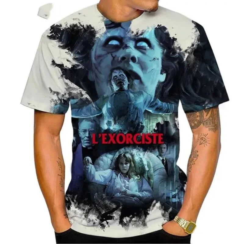The Exorcist Horror 3D Print T-Shirt – Unisex Streetwear Tee for Men, Women & Kids | Gothic Ghost Hunting Fashion