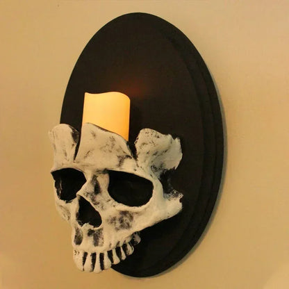Skeleton Candlestick Pendant – Gothic Resin Haunted Wall Decoration