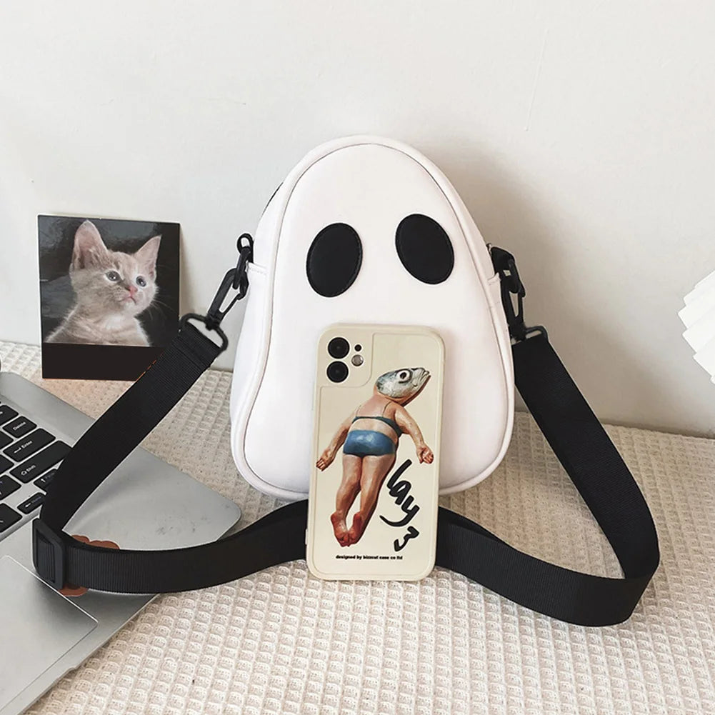 Ghost Funny PU Leather Shoulder Bag – Cute Devil Crossbody Handbag for Women & Travel