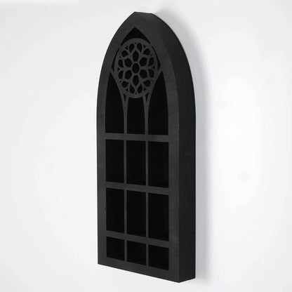Cat in the Moon Wooden Crystal Shelf – Mystical Wall Display