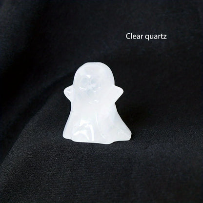 Natural Crystal Ghost Statue – Haunted Halloween Ornament & Home Décor