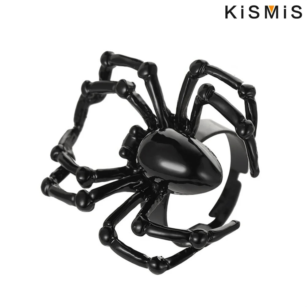 Halloween Spider Ring – Black & White Gothic Ghost Festival Jewelry