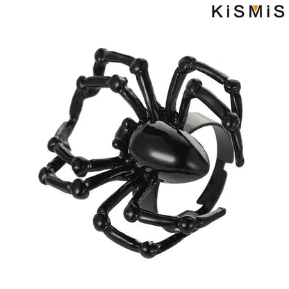 Halloween Spider Ring – Black & White Gothic Ghost Festival Jewelry