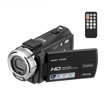 Andoer V12 1080P Full HD Camcorder – 16X Digital Zoom, Night Vision & Face Detection