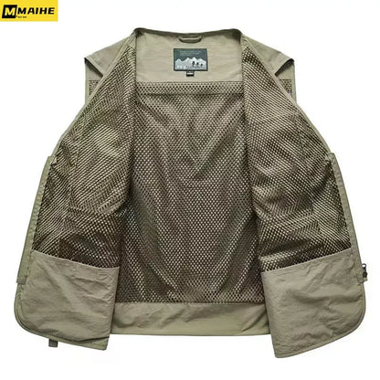 Men’s Tactical Vest – 14 Pocket Mesh Cargo Waistcoat for Hiking, Fishing & Outdoor Adventures | Lightweight Summer Jacket