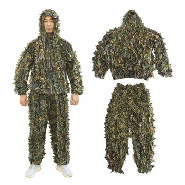 3D Leaf Ghillie Suit – Outdoor Camouflage Jacket & Pants Set with Hood | Hunting, Airsoft & Jungle Training (Men, Women, Kids)