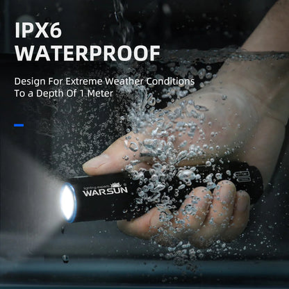 Warsun Powerful LED Flashlight – Rechargeable Torch with Magnet, 8 Modes Portable Lantern for Camping, Hiking & Emergency