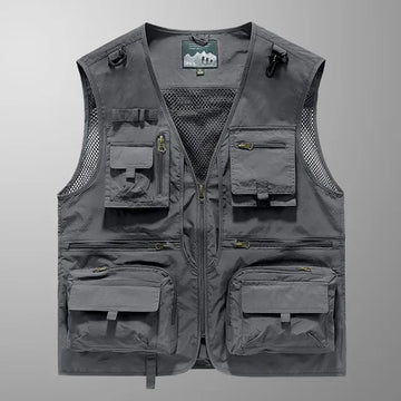 Men’s Tactical Vest – 14 Pocket Mesh Cargo Waistcoat for Hiking, Fishing & Outdoor Adventures | Lightweight Summer Jacket