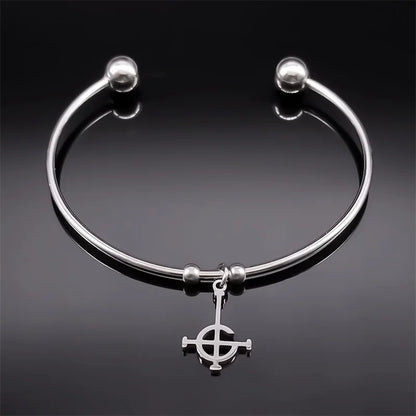 Ghost BC Nameless Ghoul Bracelet – Stainless Steel Band Symbol Jewelry for Men & Women