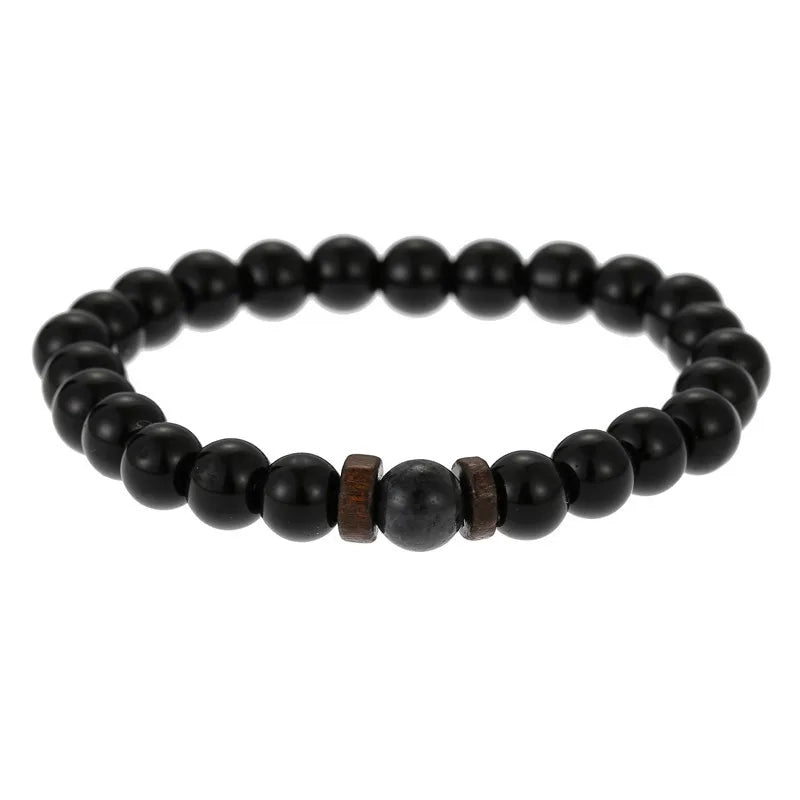 Natural Volcanic Lava Stone Chakra Bracelet – Healing Beads with Tiger Eye & Lapis Lazuli