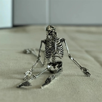 Skeleton Skull Pendant Necklace – Men’s Punk Hip-Hop Silver Gothic Jewelry | Adjustable Skeleton Body Chain