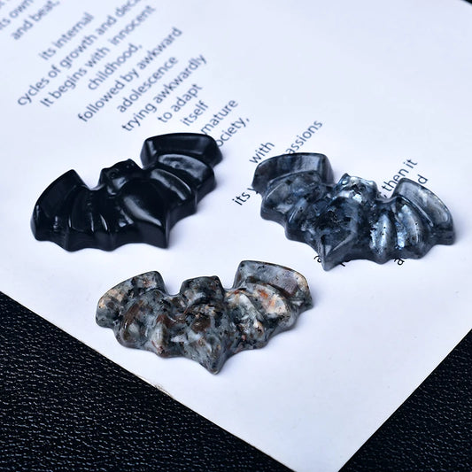 Natural Crystal Carved Bat – Gothic Halloween Decor & Paranormal Gift