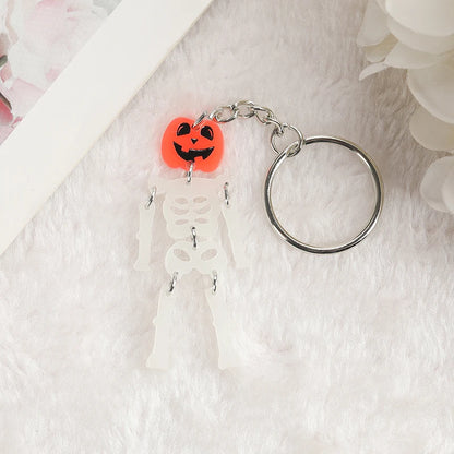 Halloween Glow-in-the-Dark Keychain – Pumpkin, Skull & Ghost Acrylic Keyring for Women
