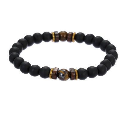 Natural Volcanic Lava Stone Chakra Bracelet – Healing Beads with Tiger Eye & Lapis Lazuli