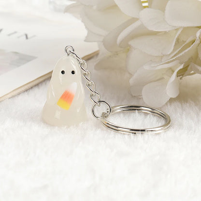 Halloween Glow-in-the-Dark Keychain – Pumpkin, Skull & Ghost Acrylic Keyring for Women