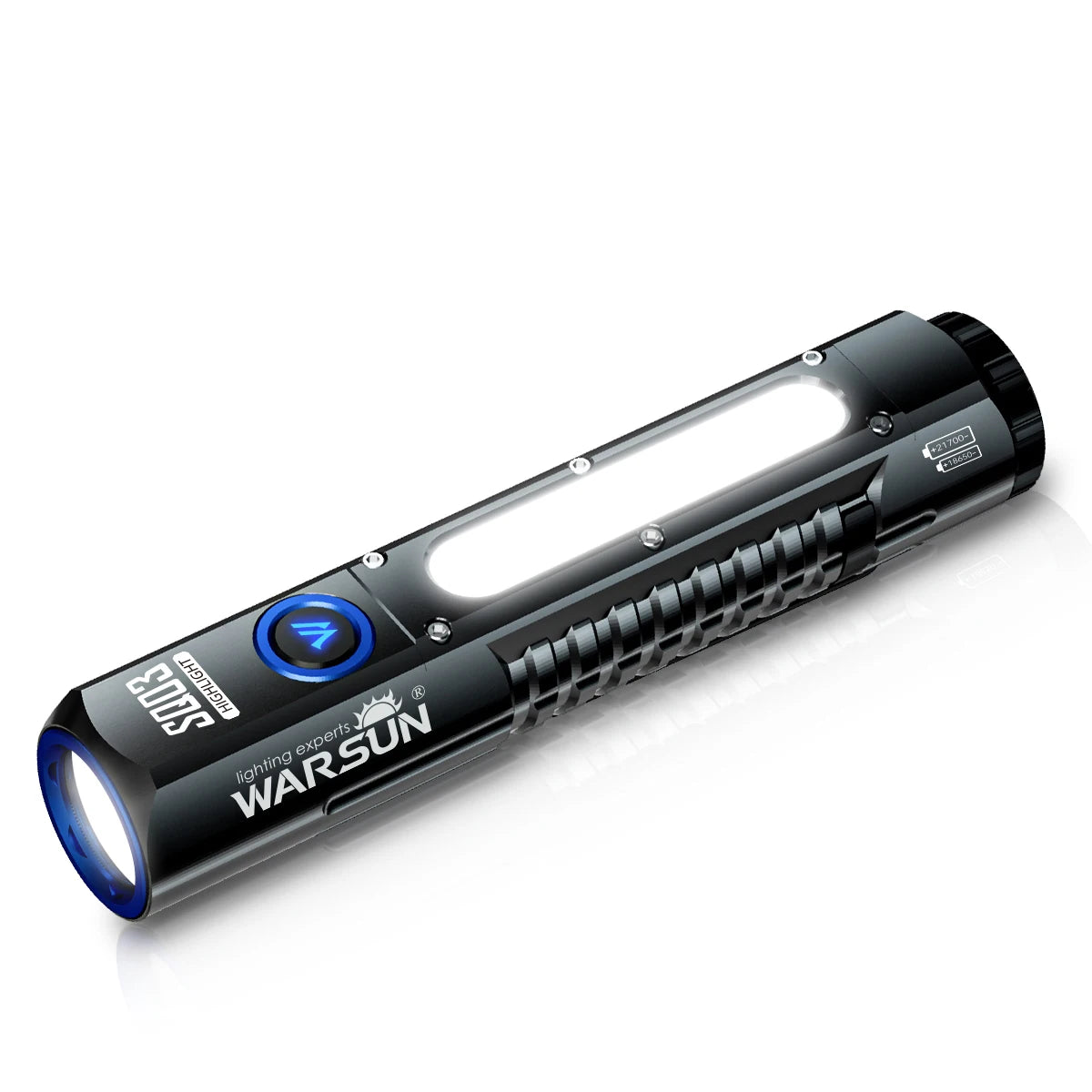 Warsun Powerful LED Flashlight – Rechargeable Torch with Magnet, 8 Modes Portable Lantern for Camping, Hiking & Emergency
