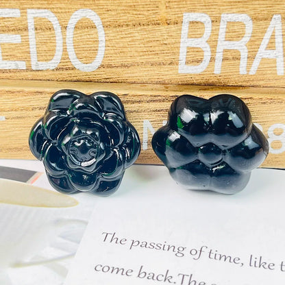Black Obsidian Crystal Flower – Hand-Carved Spiritual Healing Stone