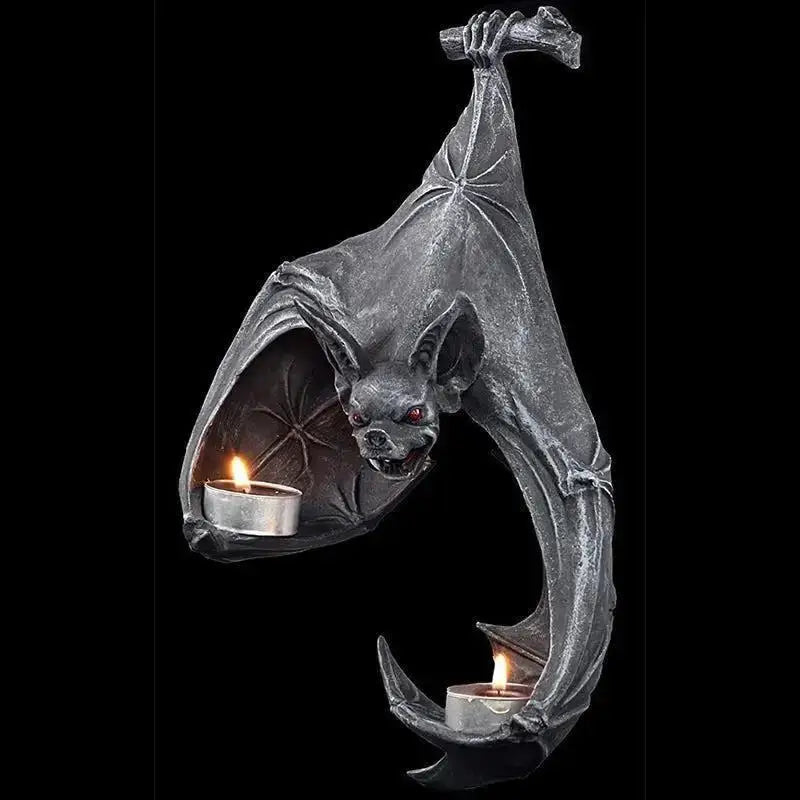 Bat Wall Tealight Holder – Haunted Candle Statue for Ghost Hunters & Halloween Decor