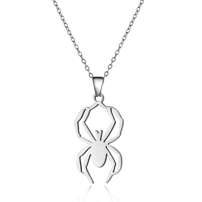 Halloween Pendant Necklace – Stainless Steel Black Cat, Ghost, Spider & Pumpkin Charm | Gothic Friendship Jewelry Gift