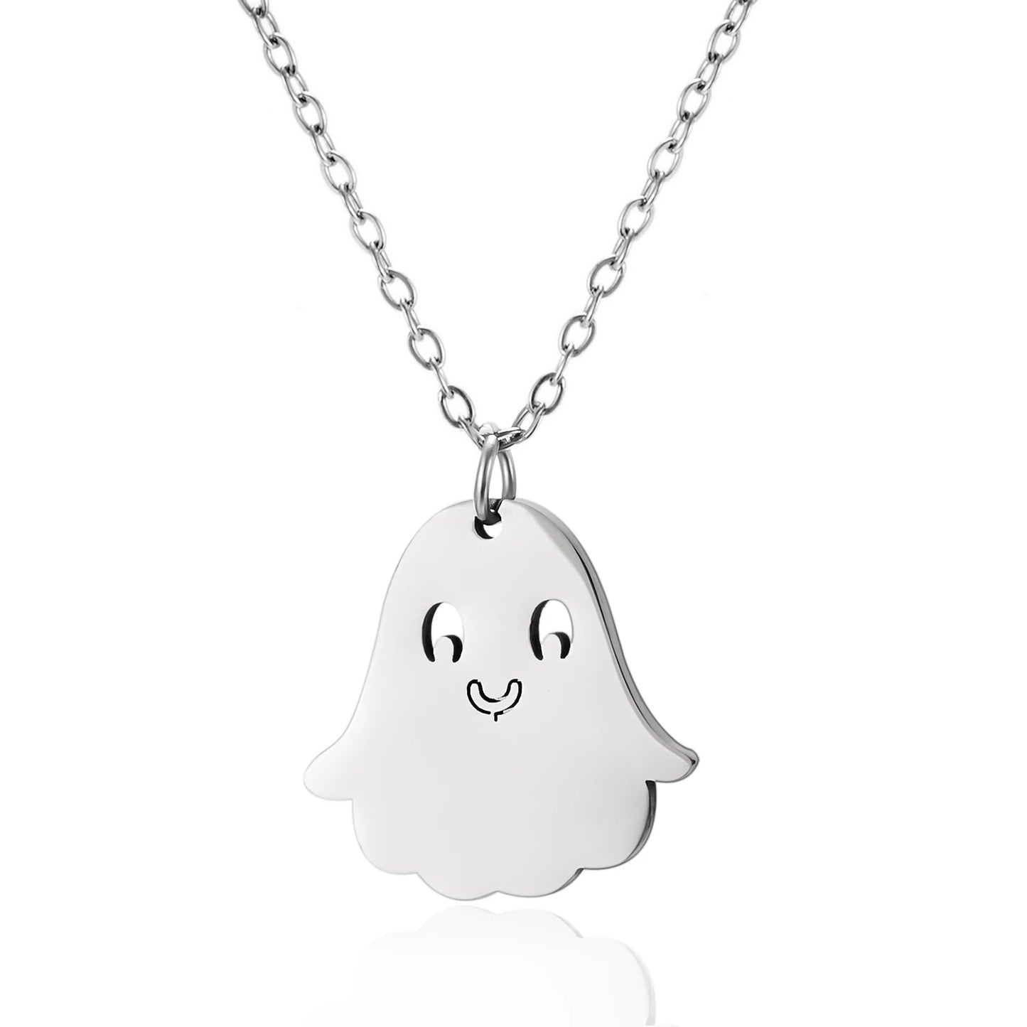 Halloween Pendant Necklace – Stainless Steel Black Cat, Ghost, Spider & Pumpkin Charm | Gothic Friendship Jewelry Gift