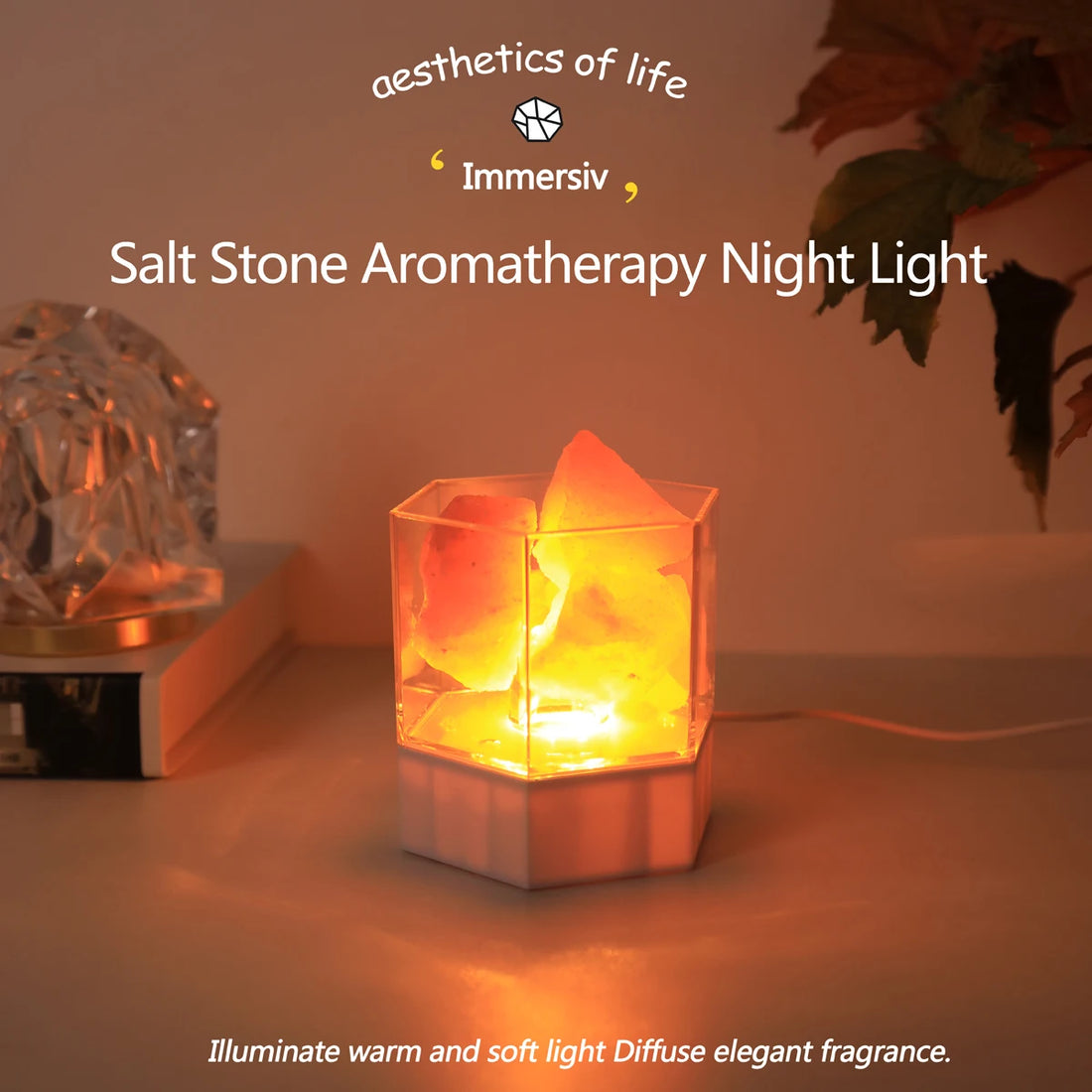 USB Natural Himalayan Salt Lamp – LED Lava Night Light for Relaxing Atmosphere & Ghost Hunting Ambiance