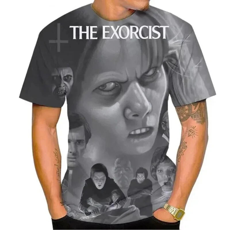 The Exorcist Horror 3D Print T-Shirt – Unisex Streetwear Tee for Men, Women & Kids | Gothic Ghost Hunting Fashion