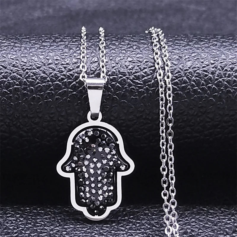 Fatima Hand Evil Eye Necklace – Stainless Steel Protection Pendant for Men & Women | Turkish Blue Eye Amulet Jewelry