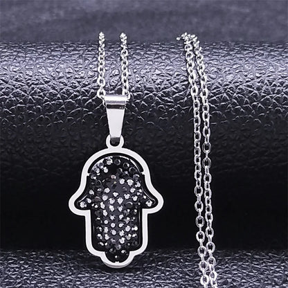 Fatima Hand Evil Eye Necklace – Stainless Steel Protection Pendant for Men & Women | Turkish Blue Eye Amulet Jewelry